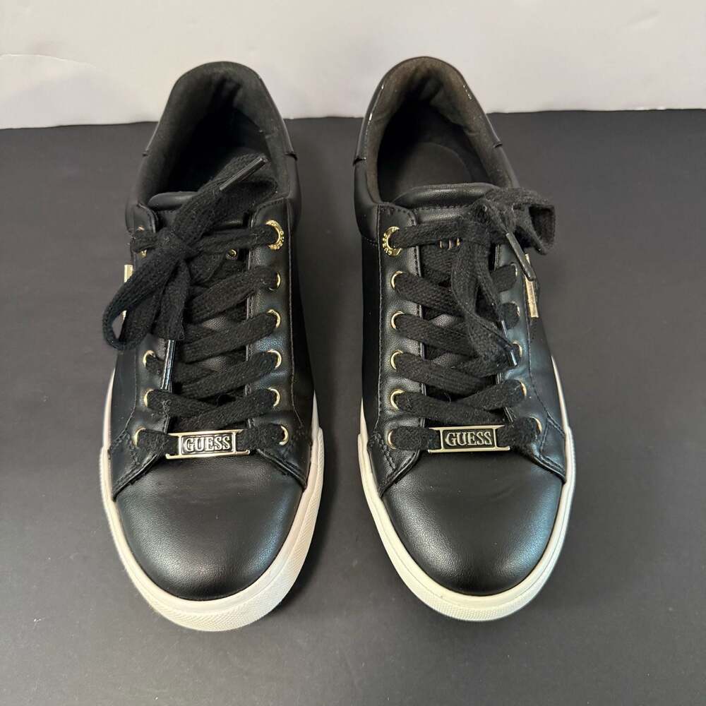 GUESS River Women's Black Low-Top Sneakers with Gold Hardware Size 7.5 - Picture 11 of 15